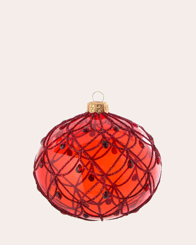 Transparent Red Art Deco Ball Ornament
